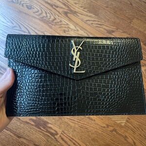 Saint Laurent Women’s Croc Effect Patent Leather Clutch